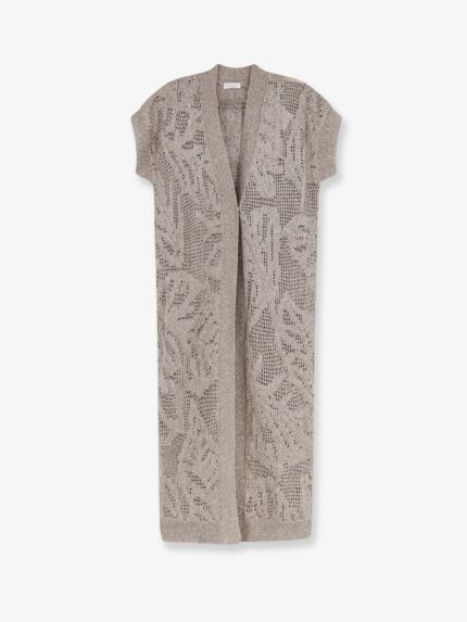 Brunello Cucinelli Linen And Cotton Blend Long Cardigan With All-over Micro-sequin Detail
