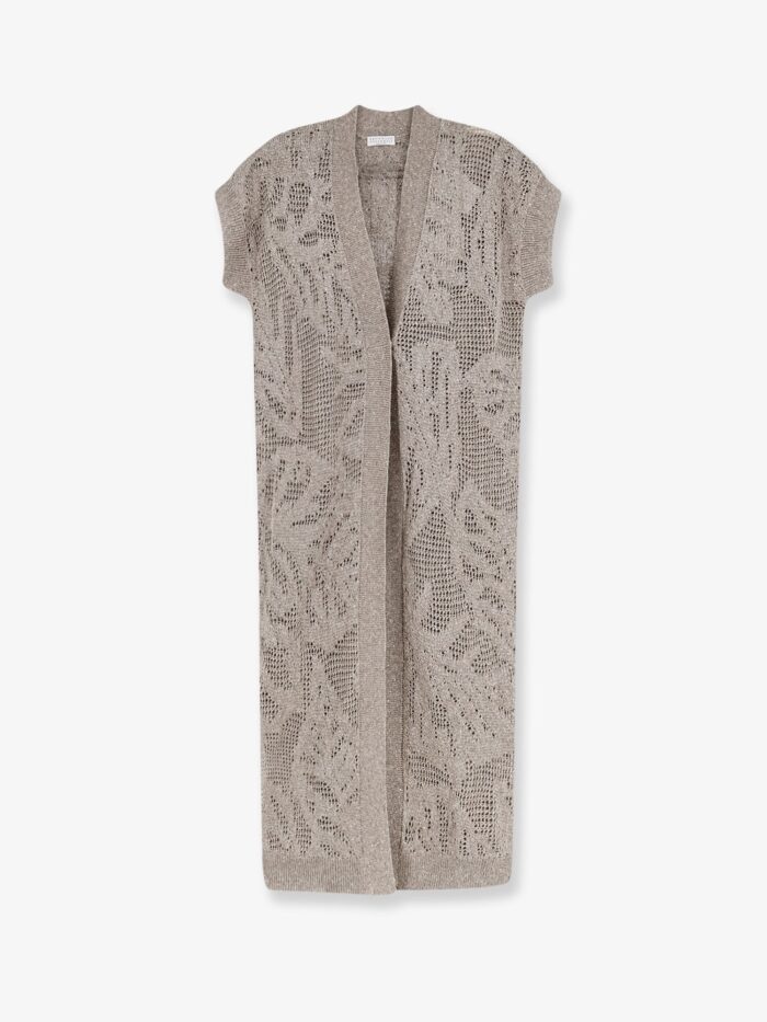 Brunello Cucinelli Linen And Cotton Blend Long Cardigan With All-over Micro-sequin Detail