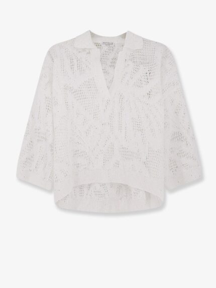 Brunello Cucinelli Linen And Cotton Sweater With All-over Sequin Motif