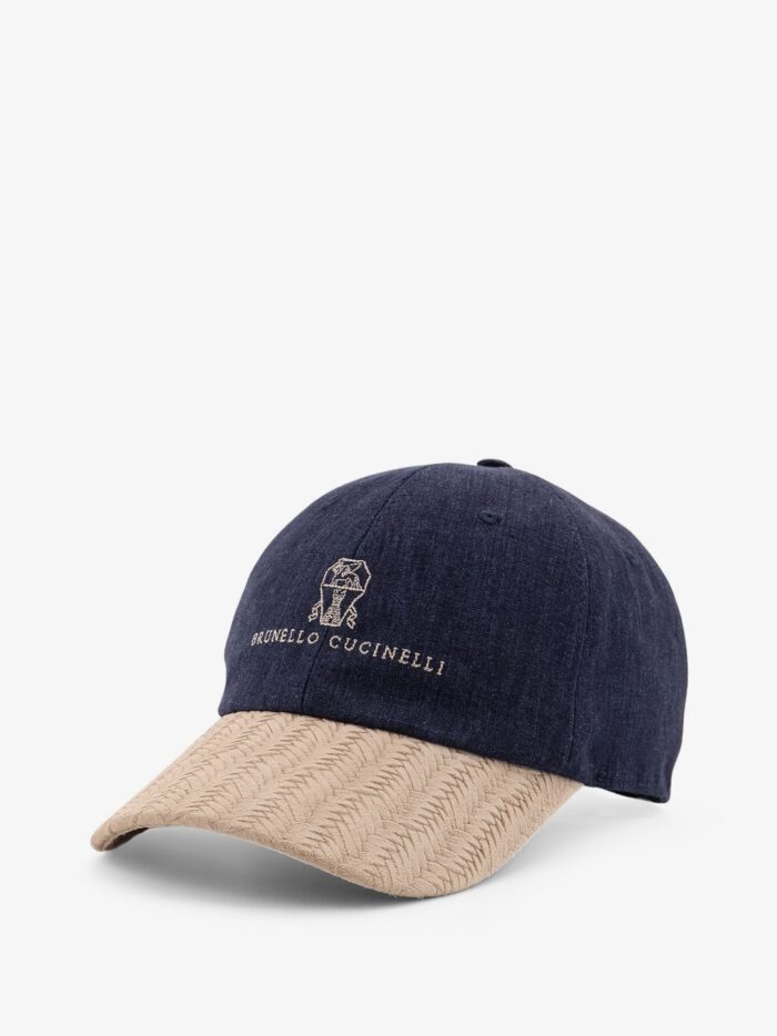 Brunello Cucinelli Linen Baseball Hat With Suede Visor