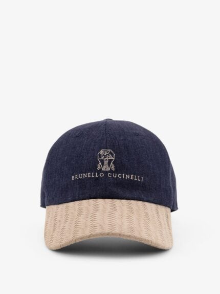 Brunello Cucinelli Linen Baseball Hat With Suede Visor