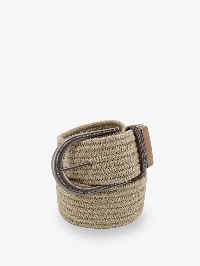 Brunello Cucinelli Linen Belt With Shiny Loop Detail