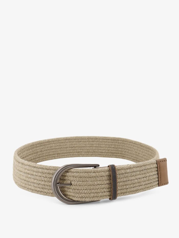 Brunello Cucinelli Linen Belt With Shiny Loop Detail