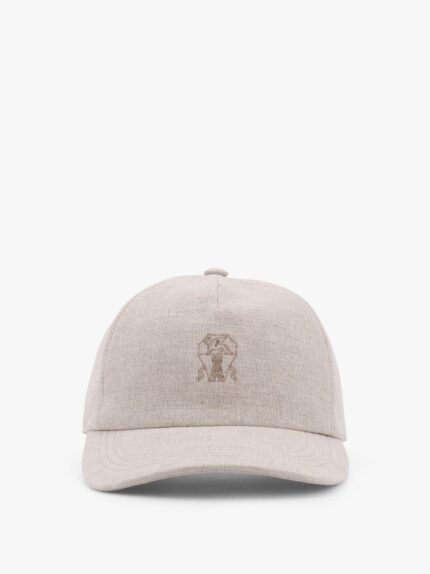 Brunello Cucinelli Linen Blend Baseball Hat With Logo Embroidery