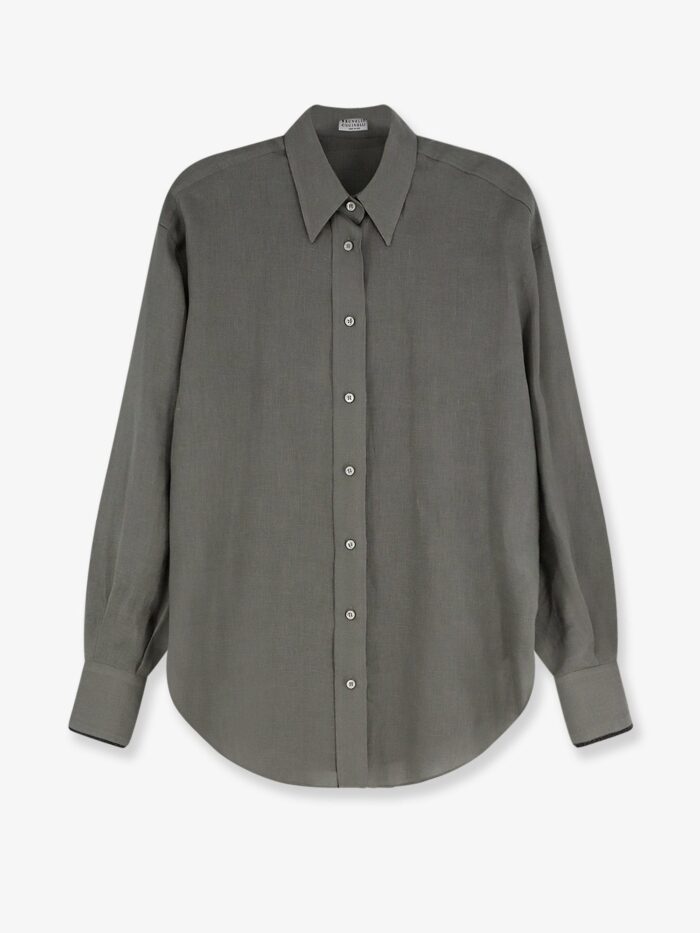 brunello cucinelli linen shirt with monili detail Brunello Cucinelli Linen Shirt With Monili Detail