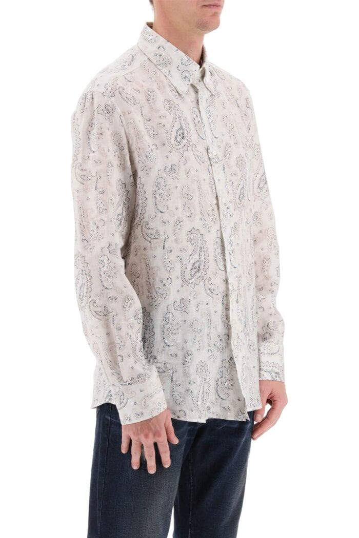 BRUNELLO CUCINELLI Linen Shirt With Paisley Pattern