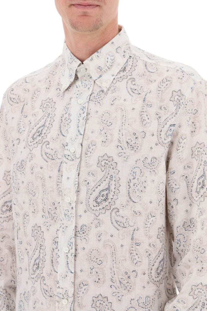 BRUNELLO CUCINELLI Linen Shirt With Paisley Pattern