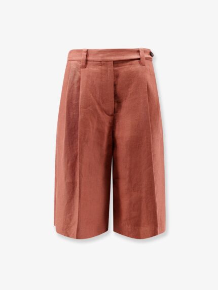 Brunello Cucinelli Linen Shorts With Monili Detail