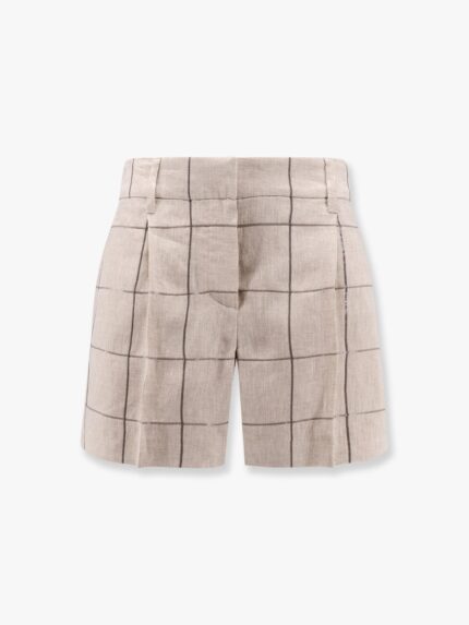 Brunello Cucinelli Linen Shorts With Sequins Embroidery
