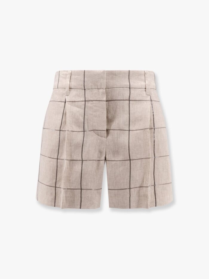 Brunello Cucinelli Linen Shorts With Sequins Embroidery