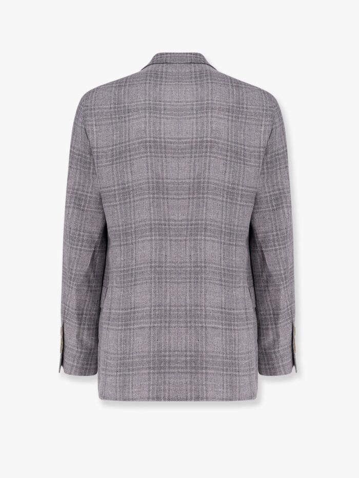 Brunello Cucinelli Linen, Wool And Silk Prince Of Wales One-and-a-half Breasted Blazer