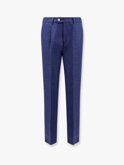 Brunello Cucinelli Linen, Wool And Silk Trousers With Pinces