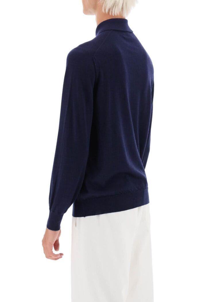 Brunello Cucinelli Long-sleeved Polo Shirt In Virgin Wool And Cashmere