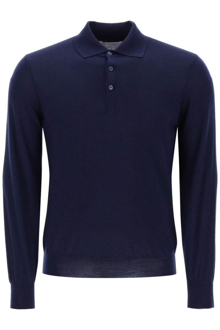 Brunello Cucinelli Long-sleeved Polo Shirt In Virgin Wool And Cashmere