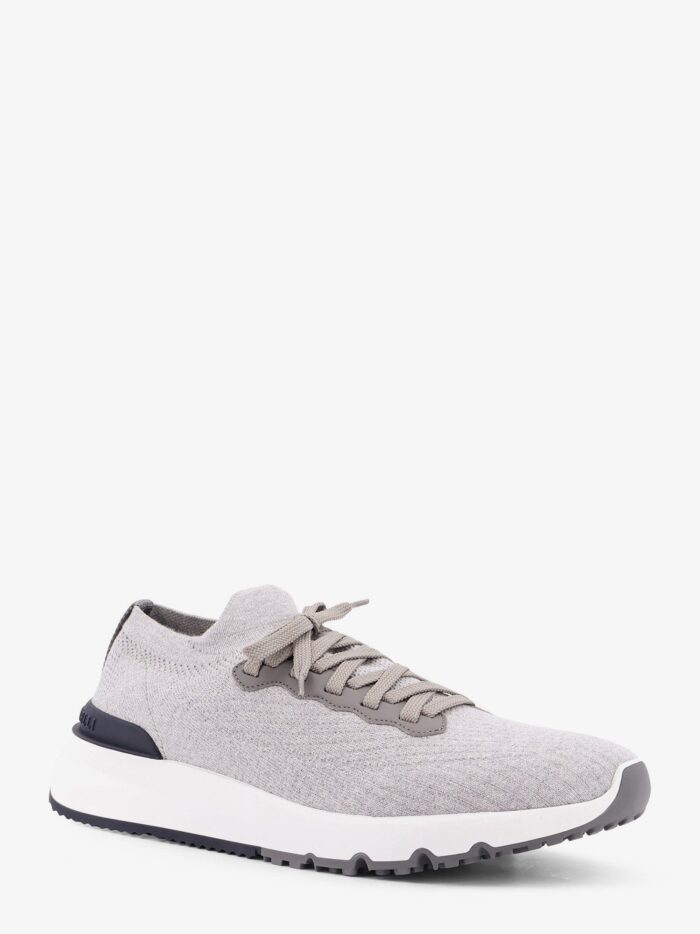 Brunello Cucinelli Low-top Cotton Knit And Leather Sneakers