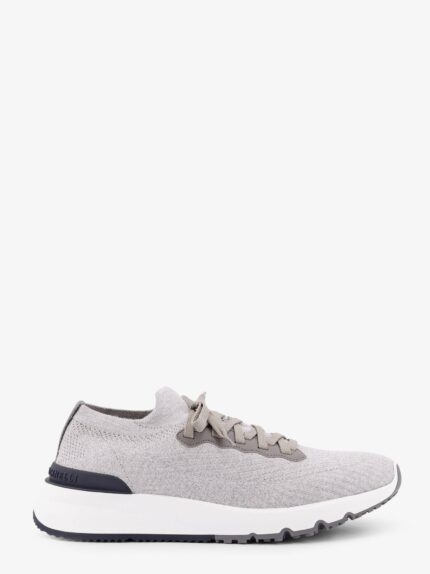 Brunello Cucinelli Low-top Cotton Knit And Leather Sneakers