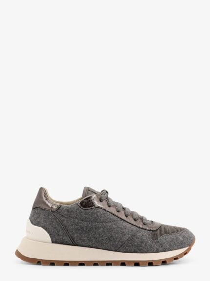Brunello Cucinelli Low-top Wool Flannel Sneakers With Leather Profiles