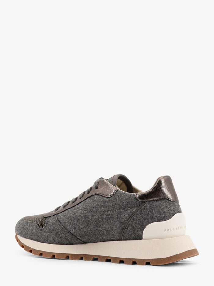 Brunello Cucinelli Low-top Wool Flannel Sneakers With Leather Profiles