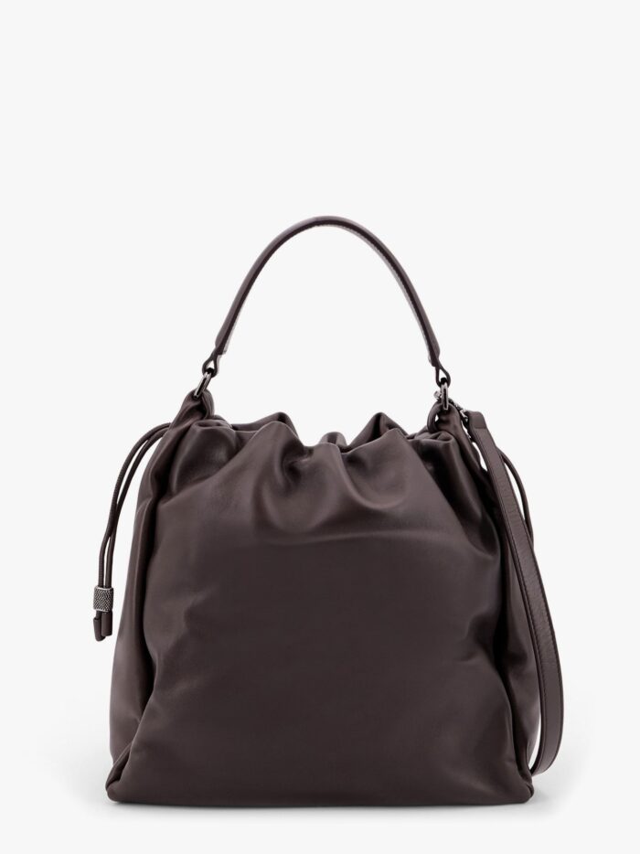 Brunello Cucinelli Mellow Bucket Leather Handbag With Monili Detail