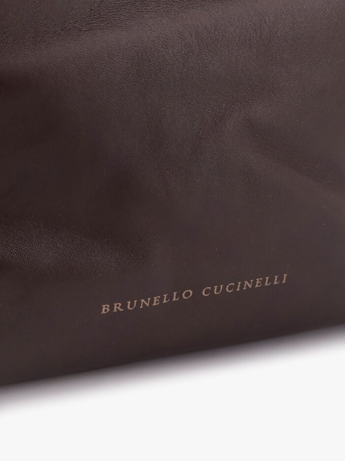 Brunello Cucinelli Mellow Bucket Leather Handbag With Monili Detail