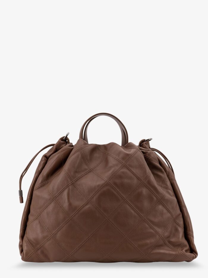 Brunello Cucinelli Mellow Quilted Leather Shopper Bag With Monile