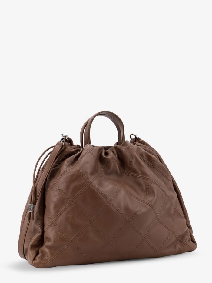 Brunello Cucinelli Mellow Quilted Leather Shopper Bag With Monile