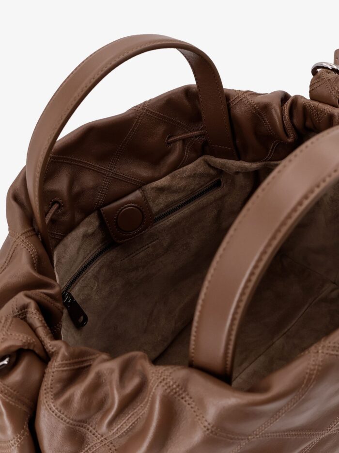 Brunello Cucinelli Mellow Quilted Leather Shopper Bag With Monile