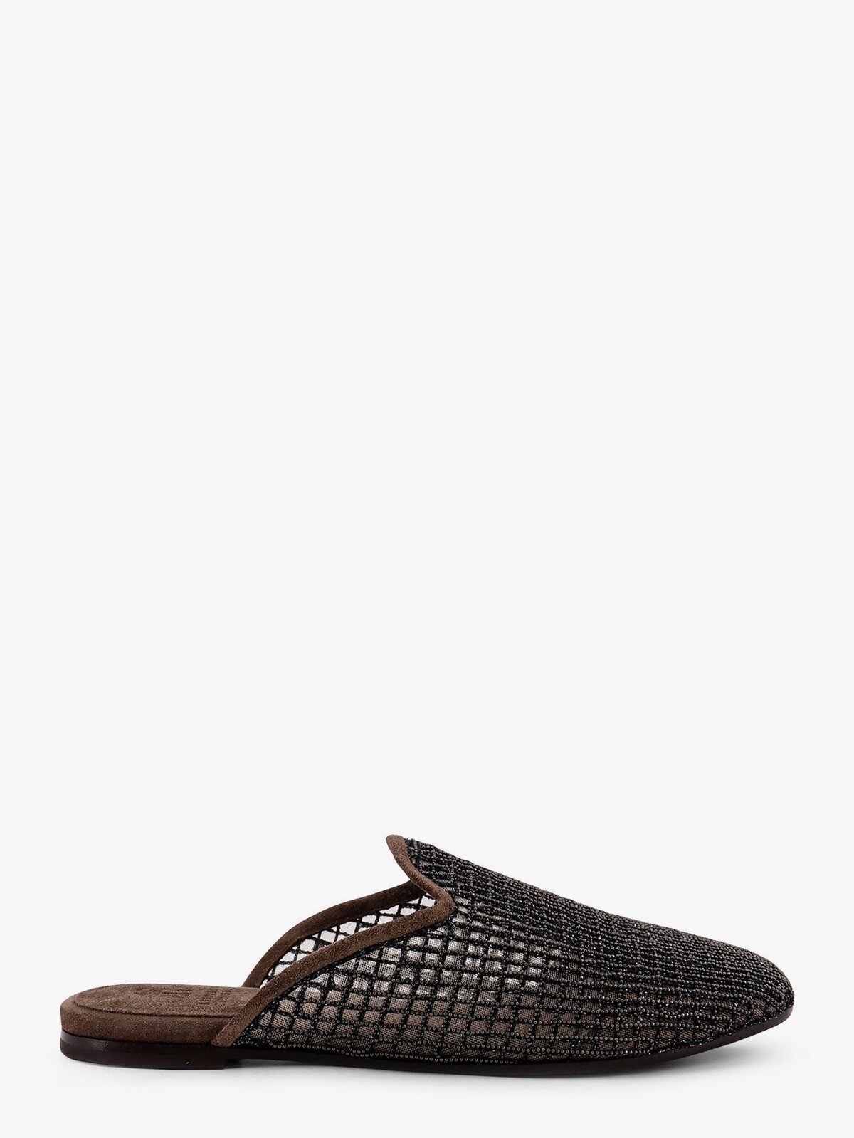 Brunello Cucinelli Mesh And Suede Sandals With Monili Details