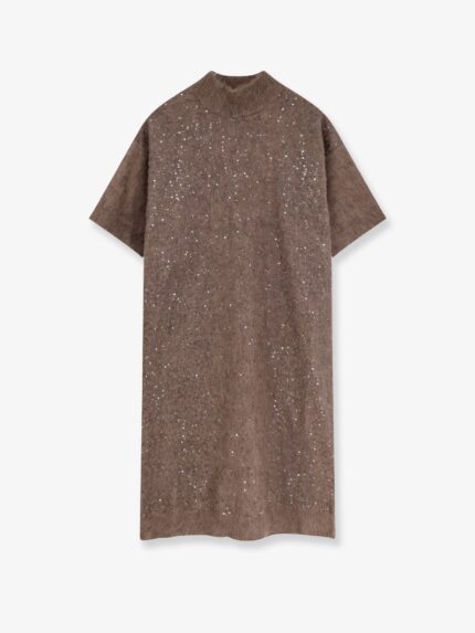 Brunello Cucinelli Mohair And Virgin Wool Dress With Sequins