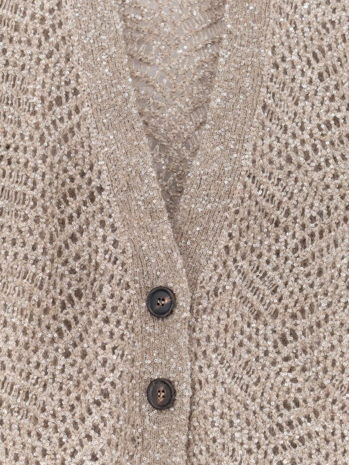 Brunello Cucinelli Mohair Blend Cardigan With Iconic Dazzling Motif