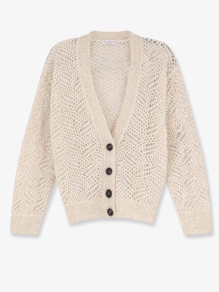 Brunello Cucinelli Mohair Blend Cardigan With Iconic Dazzling Motif