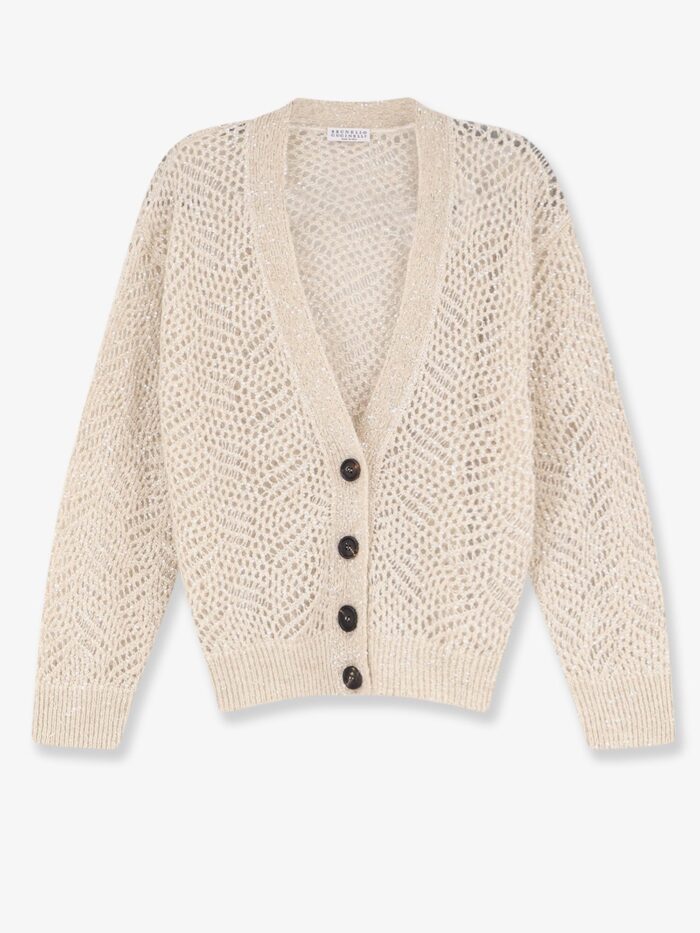 brunello cucinelli mohair blend cardigan with iconic dazzling motif Brunello Cucinelli Mohair Blend Cardigan With Iconic Dazzling Motif
