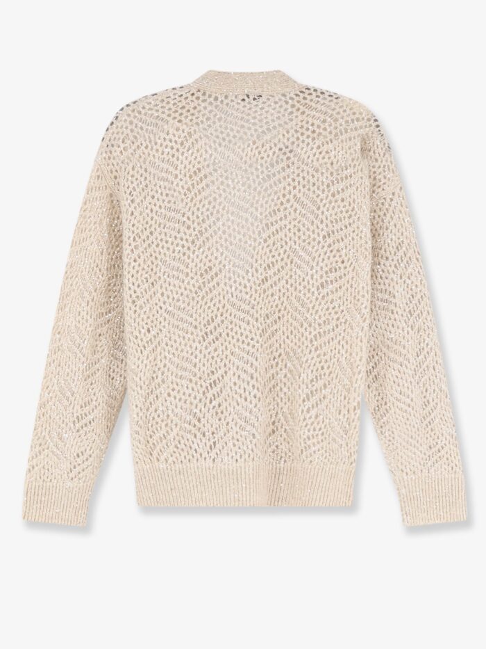 Brunello Cucinelli Mohair Blend Cardigan With Iconic Dazzling Motif