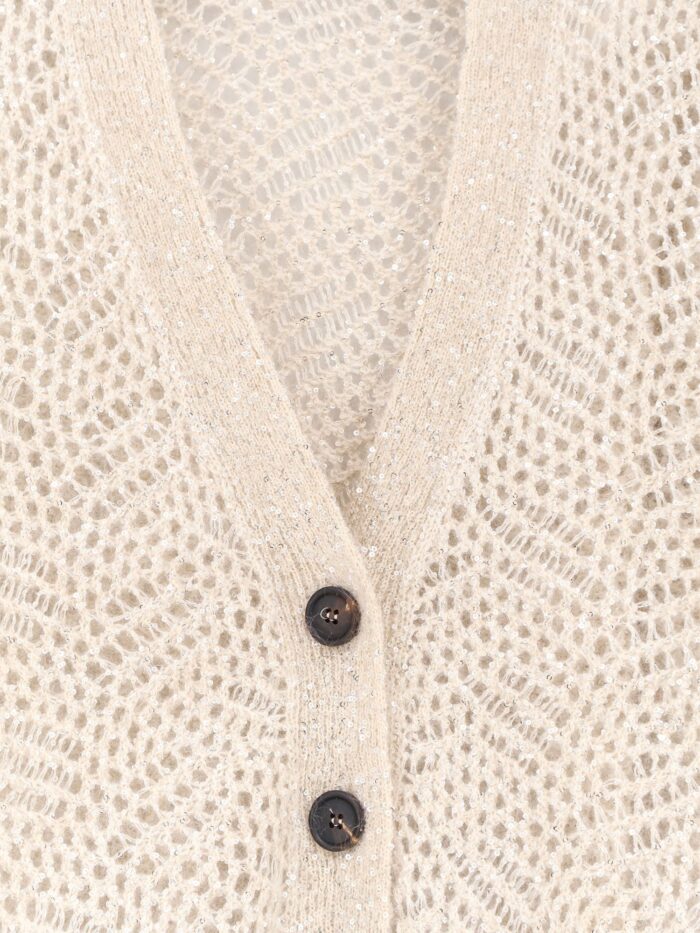 Brunello Cucinelli Mohair Blend Cardigan With Iconic Dazzling Motif