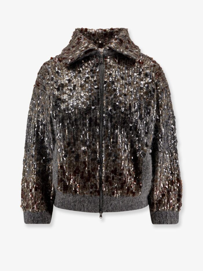Brunello Cucinelli Mohair Cardigan With All-over Sequins