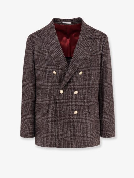 Brunello Cucinelli Prince Of Wales Wool Blend Blazer