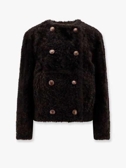 Brunello Cucinelli Reversible Fuzzy Shearling Caban Crop