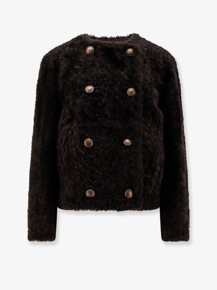 Brunello Cucinelli Reversible Fuzzy Shearling Caban Crop