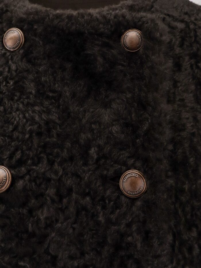 Brunello Cucinelli Reversible Fuzzy Shearling Caban Crop