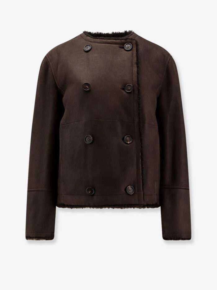Brunello Cucinelli Reversible Fuzzy Shearling Caban Crop