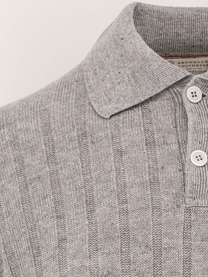 Brunello Cucinelli Ribbed Linen And  Cotton Polo Shirt