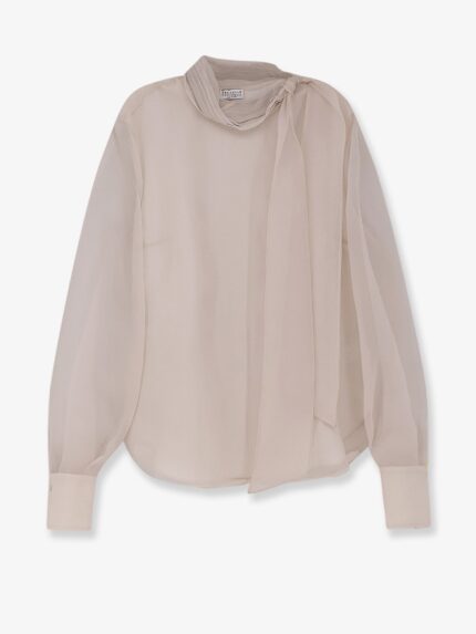 Brunello Cucinelli Silk Organza Shirt With Monili Profile