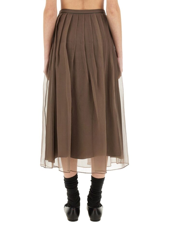 Brunello Cucinelli SILK PLEATED MIDI SKIRT