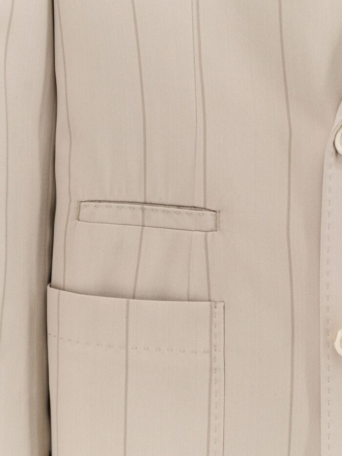 Brunello Cucinelli Silk Suit With Pinstripe Motif
