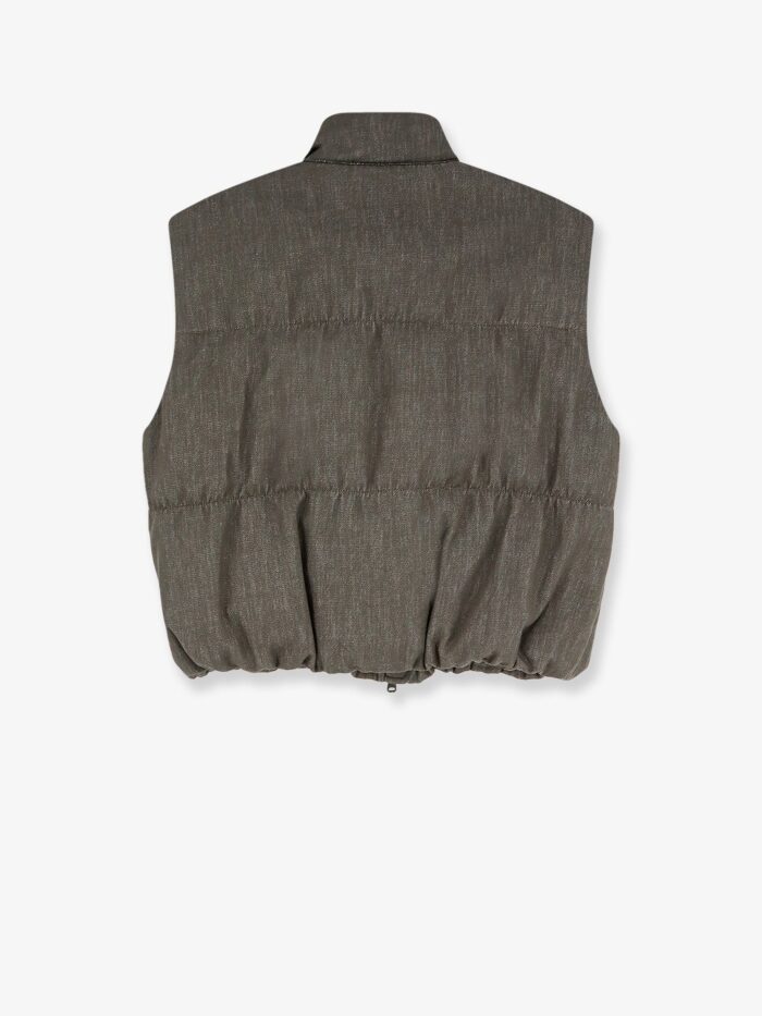 Brunello Cucinelli Sleeveless Effect Twill-denim Down Jacket