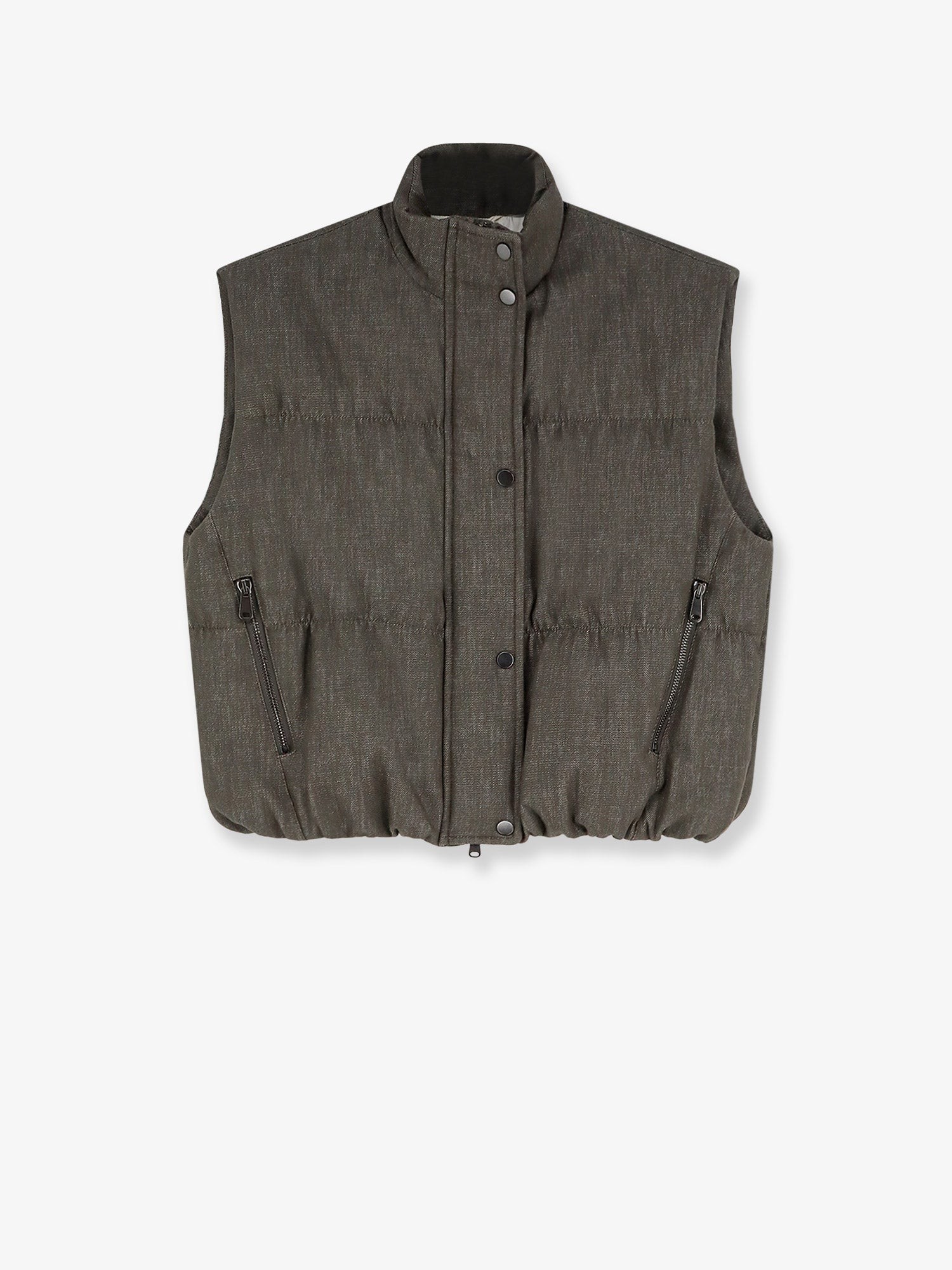 Brunello Cucinelli Sleeveless Effect Twill-denim Down Jacket