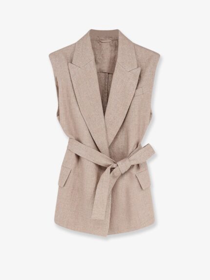Brunello Cucinelli Sleeveless Linen Blazer