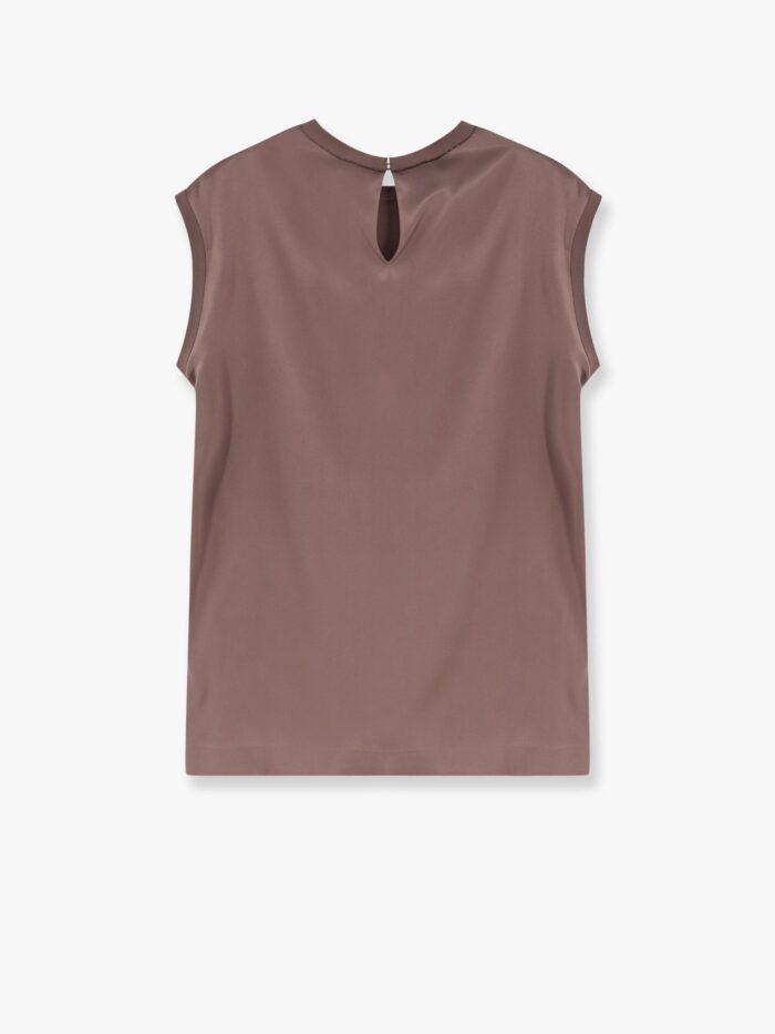 Brunello Cucinelli Stretch Silk Tp With Monili Detail