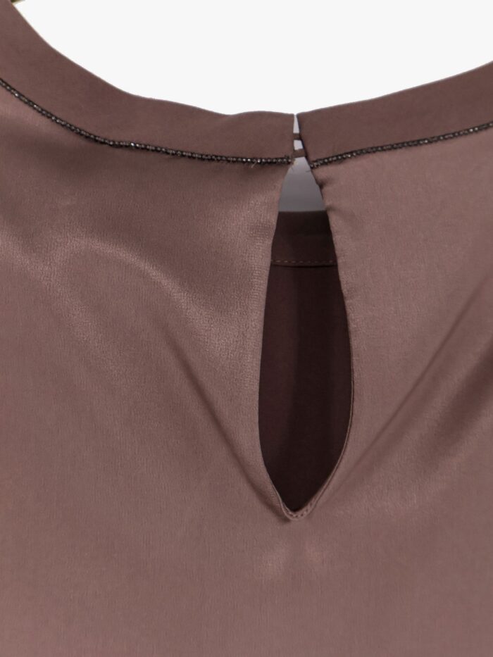 Brunello Cucinelli Stretch Silk Tp With Monili Detail