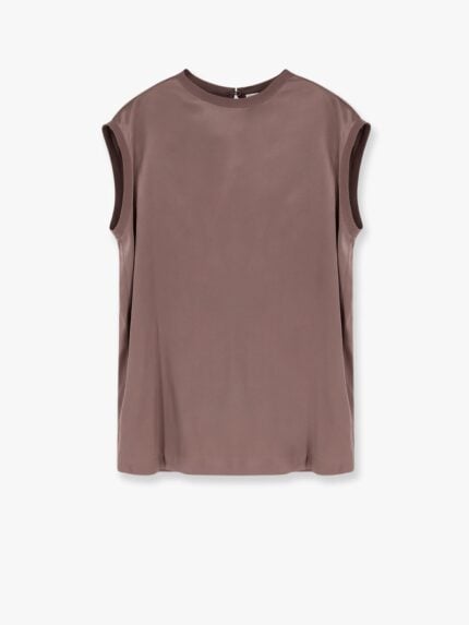 Brunello Cucinelli Stretch Silk Tp With Monili Detail